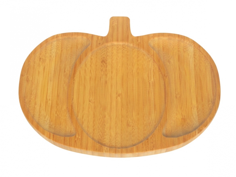 Pumpkin-Shaped Bamboo Serving Platter with Multiple Compartments - Sustainable Kitchenware